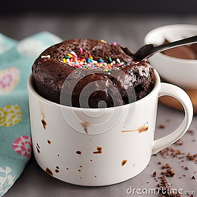 AI generated Chocolate muffin with icing and colorful sprinkles in a cup Stock Photo