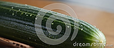 A close up of a cucumber with four slices. Stock Photo