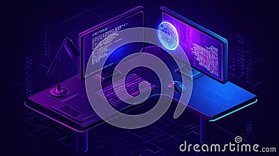 AI-Generated Coding Workspace Stock Photo