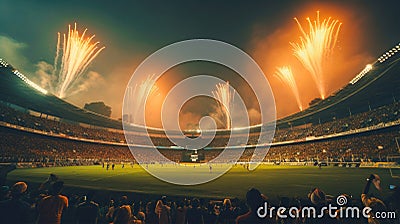 AI Generated Cricket Frenzy Intense Moments in a Packed Stadium Stock Photo