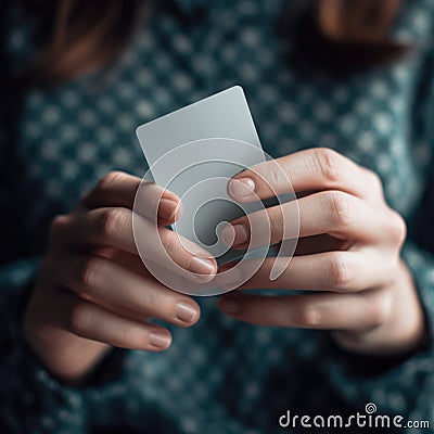 Ai generated. Deck of Playing cards mockup Playing cards in women's hands Cartoon Illustration