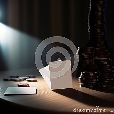 Ai generated. Deck of Playing cards mockup of playing cards on wooden table Stock Photo