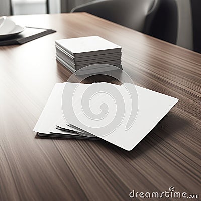 Ai generated. Deck of Playing cards mockup of playing cards on wooden table Stock Photo