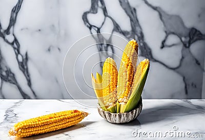 elote, mexican grilled corn on the cob on a marble counter Stock Photo