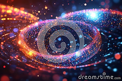 Abstract glowing data vortex in space symbolizing digital data flow advanced networking systems and the future of telecommunica Cartoon Illustration
