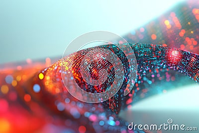 Abstract glowing data stream on a turquoise background symbolizing secure data transfer high speed communication and advanced d Cartoon Illustration