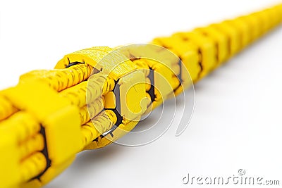 Close up of yellow Ethernet cable coiled on a surface representing high speed data transfer and secure internet connections Cartoon Illustration