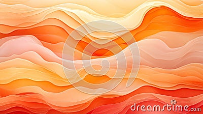 Warm orange and soft beige layered wave like abstract patterns with flowing gradients, creating a serene and dynamic design emp Cartoon Illustration