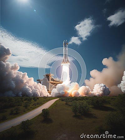 AI-Generated Illustrate the thrilling journey of a rocket carrying adventurous tourists Stock Photo