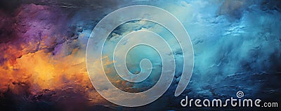 AI generated illustration of an abstract painting with an array of multi-colored clouds Cartoon Illustration