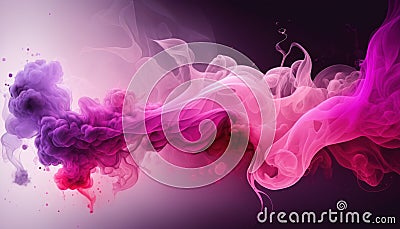 AI generated illustration of an abstract swirling purple and pink smoke Cartoon Illustration