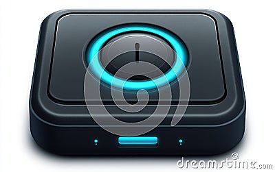 Advanced biometric access control device futuristic design glowing blue LED indicators symbolizing security innovation smart Cartoon Illustration