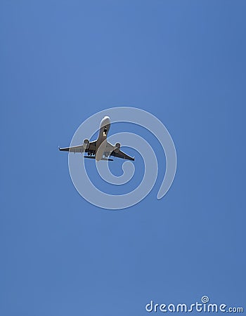 AI generated illustration of an airplane soaring through a cloudless sky Cartoon Illustration