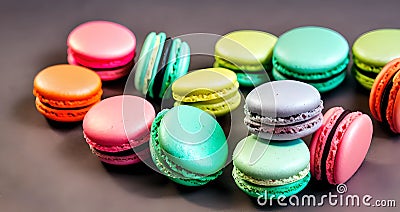 AI generated illustration of assorted macarons in a variety of colors and flavors Cartoon Illustration