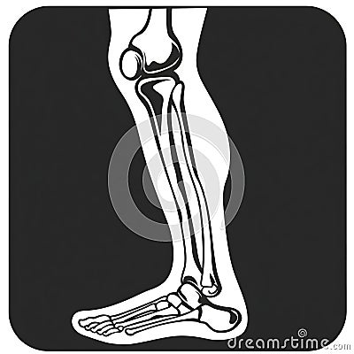 AI generated illustration of a black and white icon of x-ray legs Cartoon Illustration