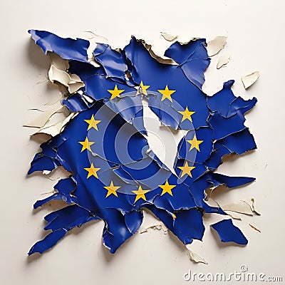 AI generated illustration of Blue and yellow European stars form a broken shape Cartoon Illustration