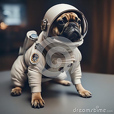AI generated illustration of a charming dog in an astronaut's space suit Cartoon Illustration