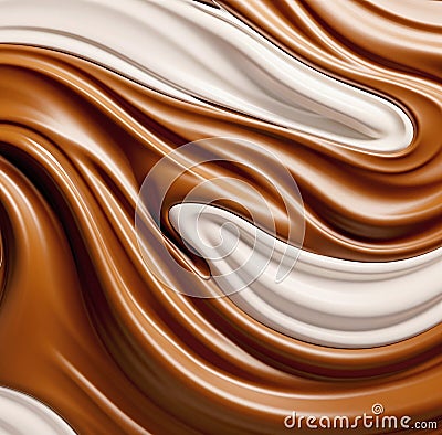AI generated illustration of a close-up of melted chocolate in a pattern of swirls on a flat surface Cartoon Illustration