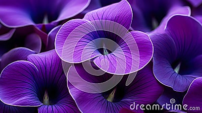 AI generated illustration of a close-up of a row of tightly packed purple flowers Cartoon Illustration
