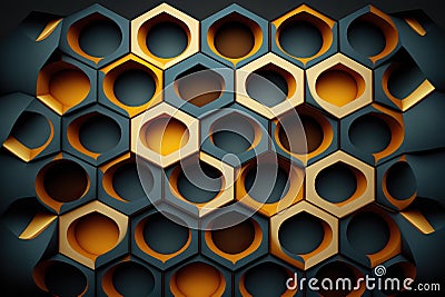 AI-generated illustration of colorful honeycomb monochrome Cartoon Illustration