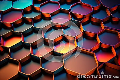 AI-generated illustration of colorful honeycomb monochrome Cartoon Illustration