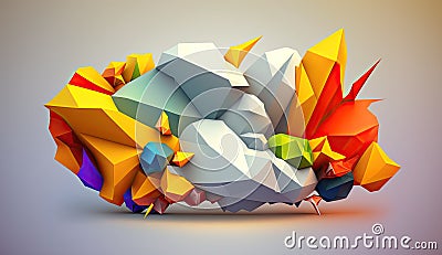 AI generated illustration of colorful interconnected shapes in a geometric pattern Cartoon Illustration