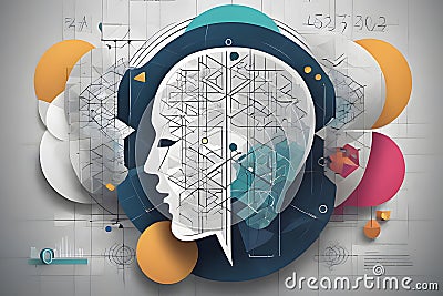 AI generated- Illustration for the concept of Mathematical Mastery Cartoon Illustration
