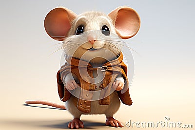 AI generated illustration of a cute cartoonish mouse wearing a cape Cartoon Illustration