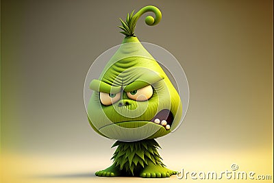 AI generated illustration of a cute funny 3D green Grinch character Cartoon Illustration