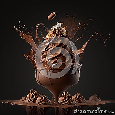AI generated illustration of A delicious looking single-serve chocolate dessert in a pot Cartoon Illustration