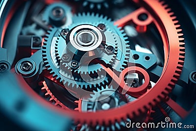 AI generated illustration of a detail of wristwatch gears Cartoon Illustration