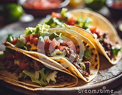 AI generated illustration of freshly-made tacos on a plate Cartoon Illustration