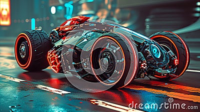 AI generated illustration of an iconic batmobile speeds down the road under the cover of darkness Cartoon Illustration