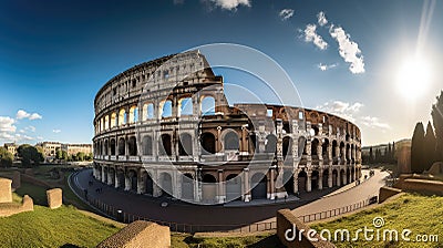AI generated illustration of the iconic Colosseum in rome, Italy Cartoon Illustration