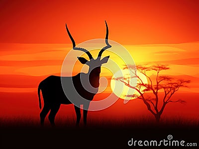 Antelope Silhouette Cartoon Illustration