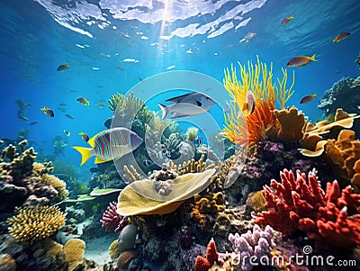 Beautiful coral reef Cartoon Illustration