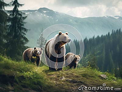 Brown bears in the Cartoon Illustration