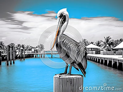 Brown Pelican Cartoon Illustration