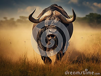 Cape Buffalo Cartoon Illustration