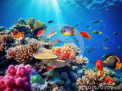 Colorful Coral Reef Cartoon Illustration