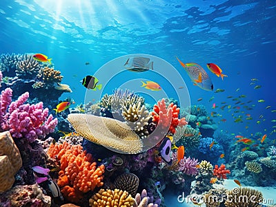 Colorful Coral Reef Cartoon Illustration