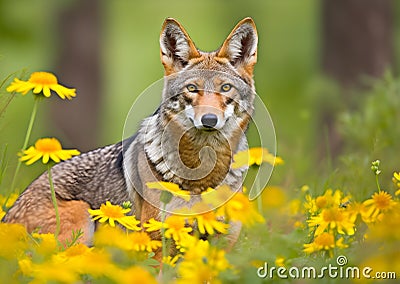 A Coyote looking straight to the camera Cartoon Illustration