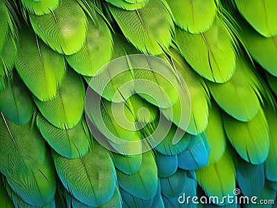 Green Macaw Feathers Cartoon Illustration
