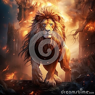 Majestic Lion Cartoon Illustration