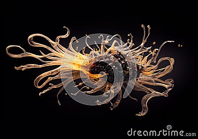 AI generated illustration of an image of a mysterious creature with multiple long tentacles Cartoon Illustration