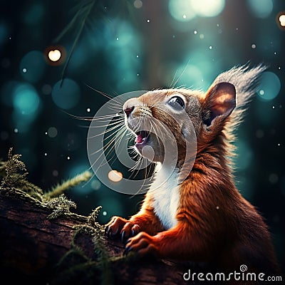 Red squirrel squeaks Cartoon Illustration