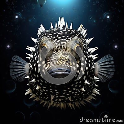 Spotted puffer fish Cartoon Illustration