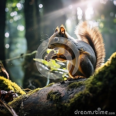 Squirrel Eating Cartoon Illustration