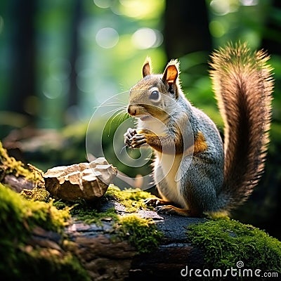 Squirrel Eating Cartoon Illustration