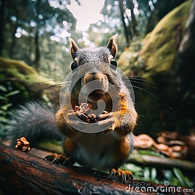 Squirrel Eating Cartoon Illustration